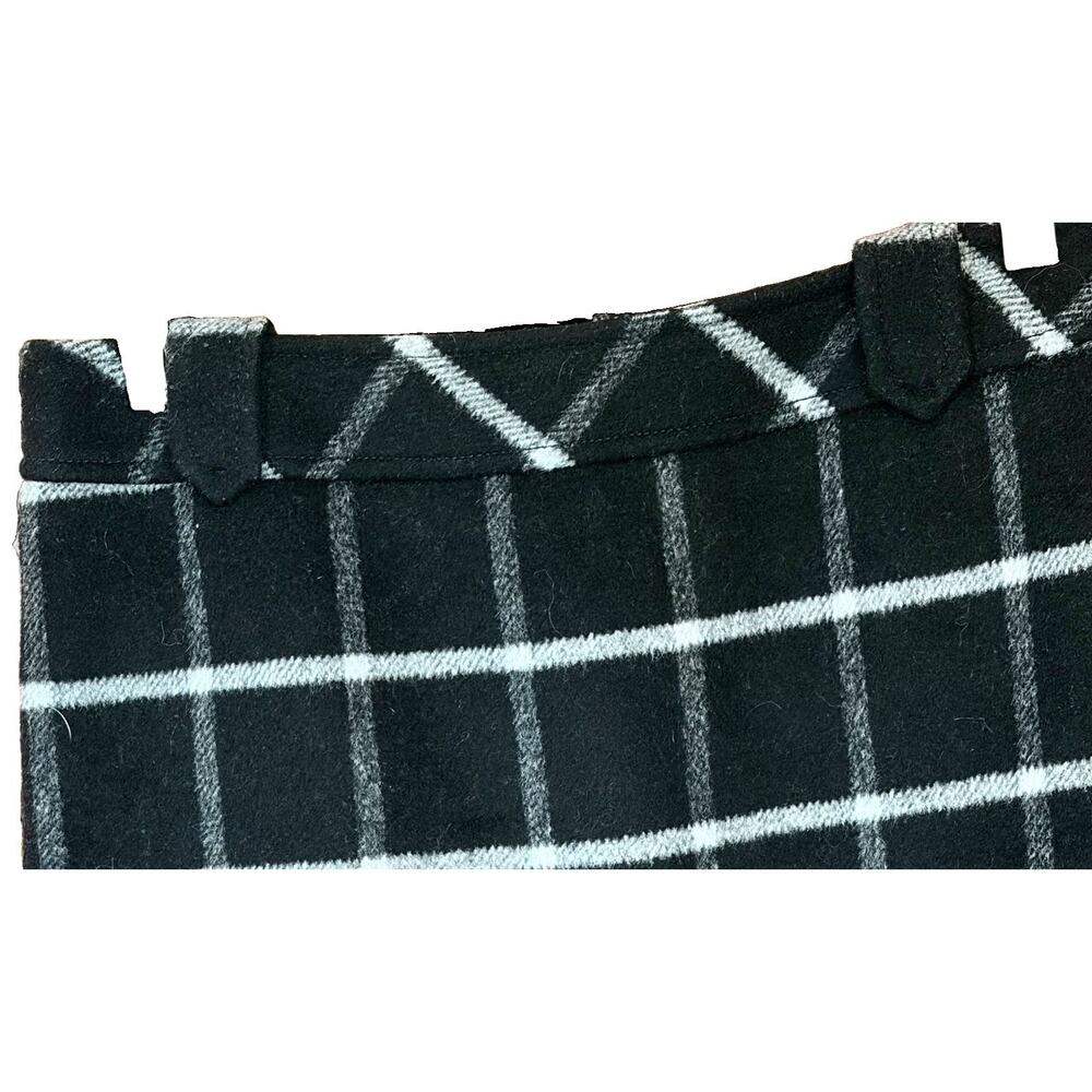 Talbots Wool Blend Pencil Skirt 2 Black White Window Pane Plaid Preppy Academia - Picture 4 of 6